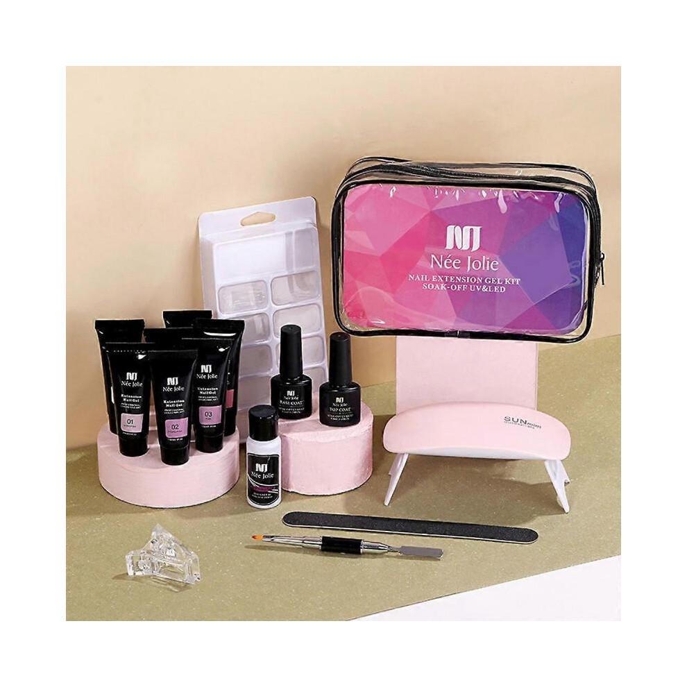 Polygel Nail Kit with Uv Light Quick Nail Extension Gel Builder Professional Easy Polygel Kit for Starter And Nail Technician