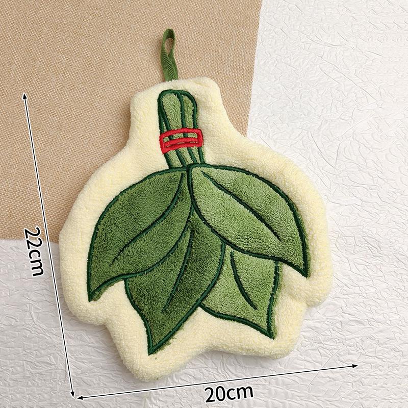 Thickened Plush Kitchen Towel Infusion Shaped Washable Clear Plant Print Hanging Absorbent Towel Household Decorative Towel