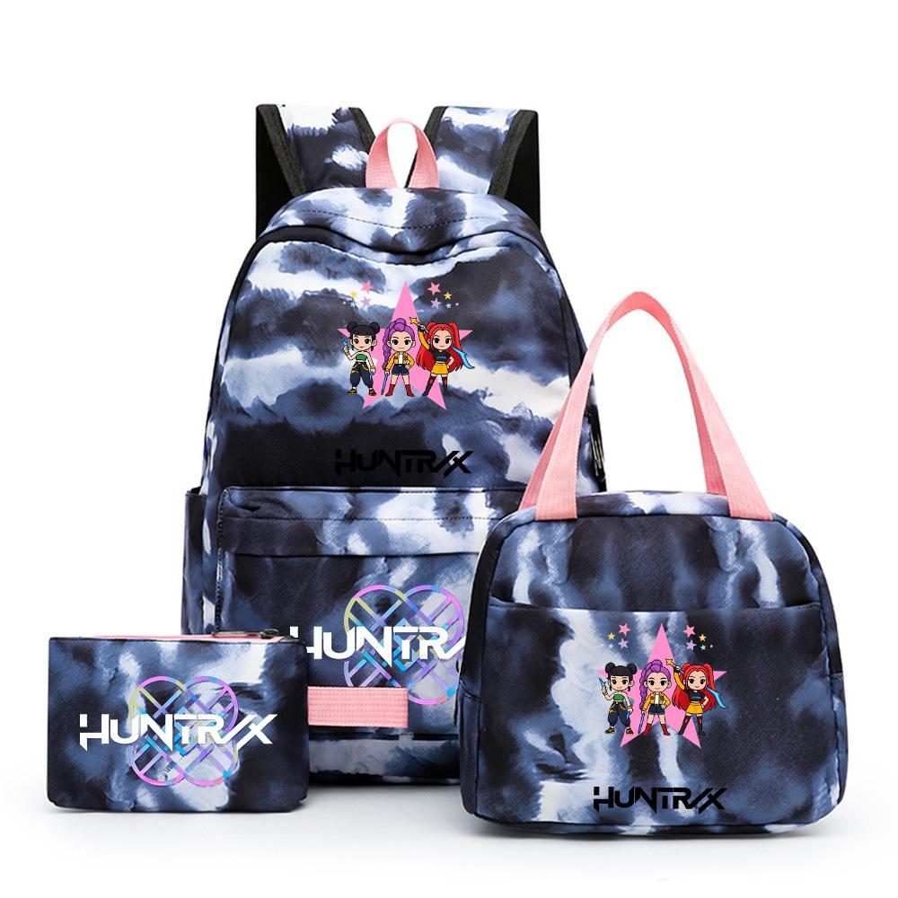 3Pcs/set Anime Demon Hunters Printed Backpack with Shoulder Bag Pengcil Case for Teenager Large Capacity Waterproof Bookbag Back To School Gift