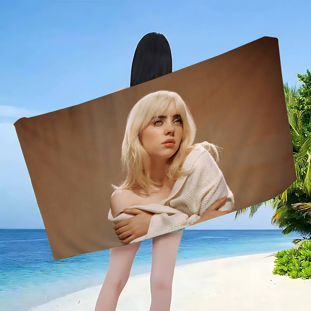Hot Singer B-Billies E-EilishS Microfiber Beach Towel Absorbent Quick Dry Soft Yoga Swimming Resort Mountain Climbing Towel