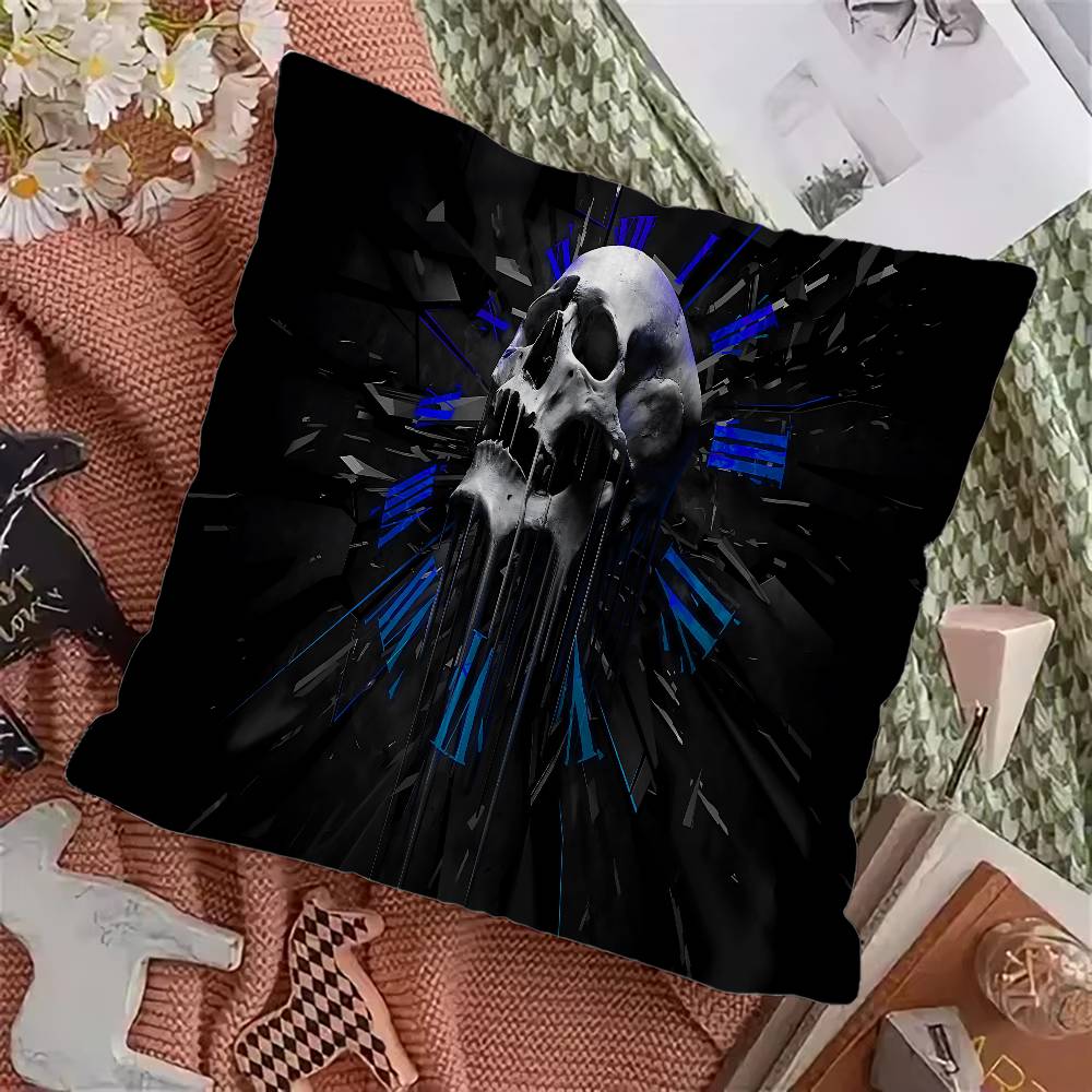 

Horror Skull Gothic Cushion Cover Car Throw Pillow Case For Sofa Car Christmas Gift 40x40cm 45x45cm 12x12Inch