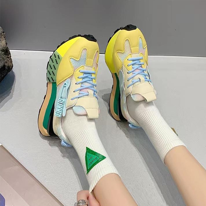 

Повседневная женская обувь для бега, окрашенные кроссовки на высоком каблуке, удобная подошва, модная женская обувь на платформе 38 жёлтый