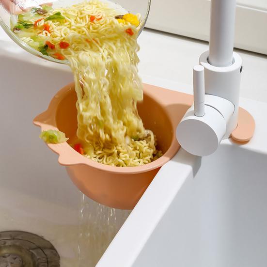 Drain Basket Multifunctional Anti-clogging Fine Mesh Hole Cartoon Cat Fruits Vegetables Draining And Storing Basket Kitchen Tools