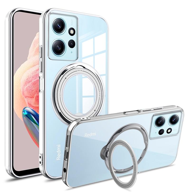 

Чехол Magsafe с магнитным кольцом из ТПУ для Xiaomi Redmi Note 12 12S Note12 Pro, чехол для беспроводной зарядки Poco X3 NFC X4 X5 X6 F5 Redmi Note 12 Pro 5G серебряный