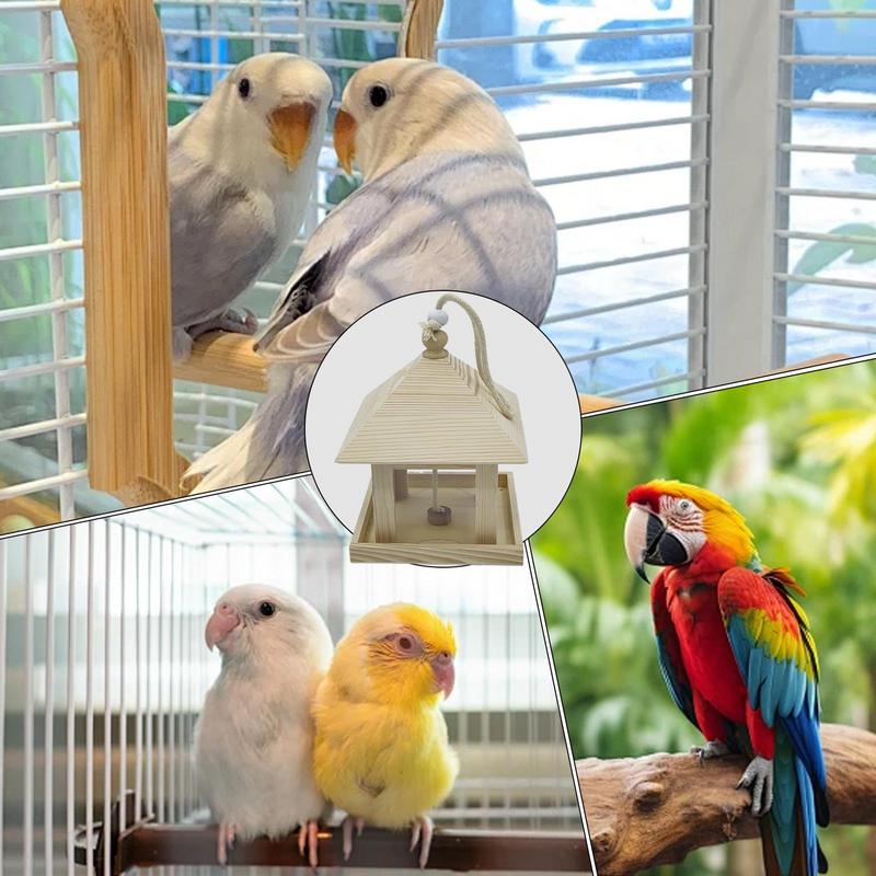 Outdoor Bird Feeder Wooden House Style Bird Feeder Creative Balcony Decoration Weatherproof Garden Ornament For Yard Tree