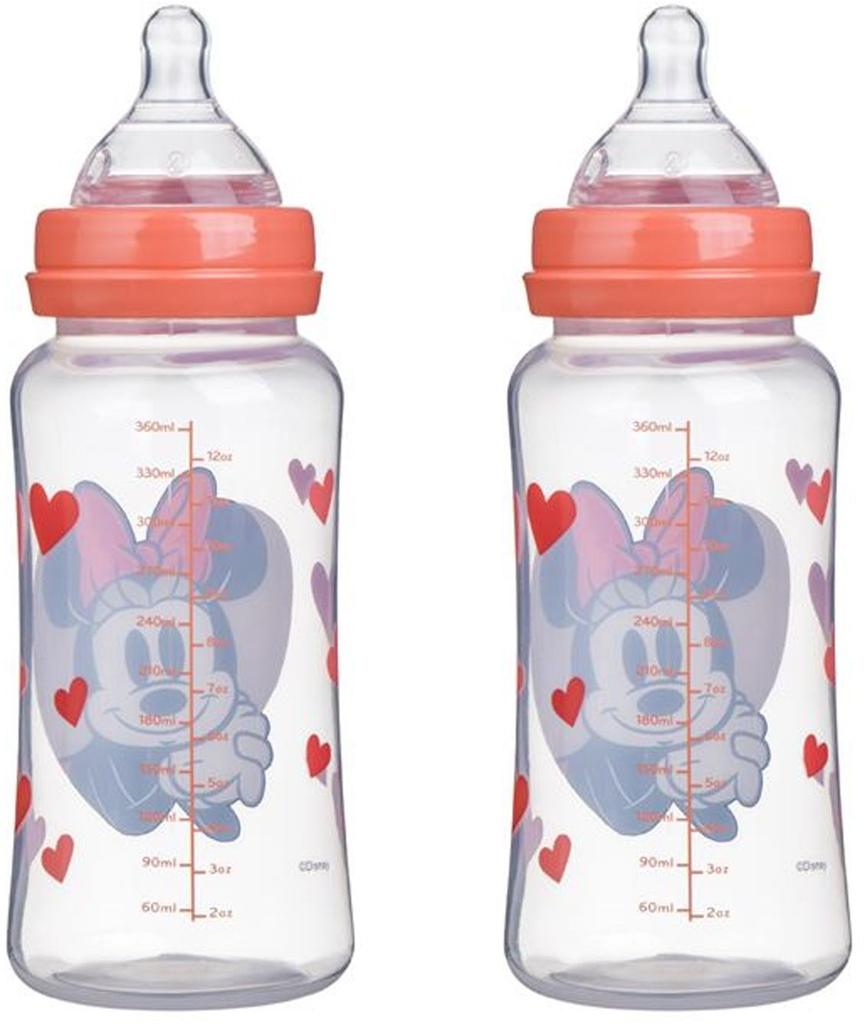 Lot de 2 biberons - DISNEY BABY - MINNIE COLLECTOR - 360 ml - Tétine silicone - Débit 3 positions