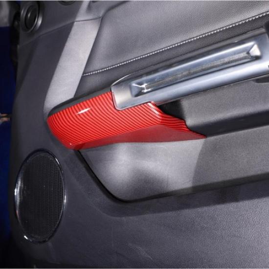 Innerdörr Armstöd Platta Skyddslister Ramar För Ford Mustang 2015+ Röd Kolfiber