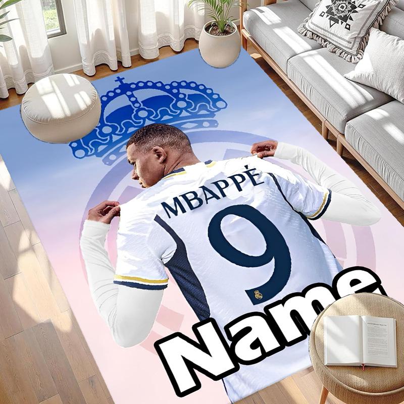 Custom Name Personalized Kylian Mbappe Print Carpet, Versatile Home Decor Rug, for Playroom, Apartment, Balcony, Entryway, Hallway Gift