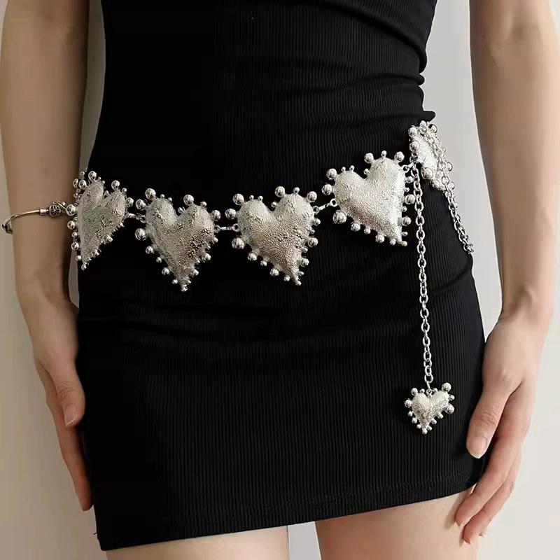 Französischer Stil Retro Kleiner Duft Übertrieben Große Liebe Fransen Taillenkette Damen Mit Kleid Verziert Metallkettengürtel