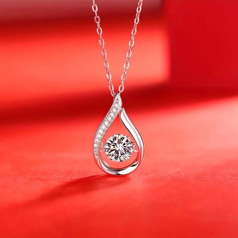 

Huitan Classic Waterdrop Shaped Luxury Necklace for Women Inlaid AA Cubic Zirconia Eternity Engagement Necklace Female Jewelry 45cm