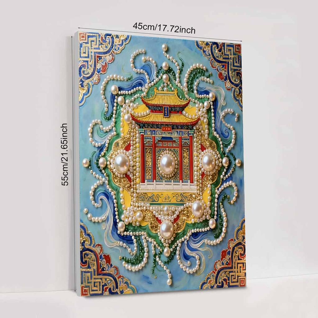 Crystal Pearl Painting 5D DIY Frame Decoration Painting Temple Home Wall Decoration Transparent Pearl Gemstone Painting Picture Art Crafts