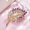 Light Luxury Amethyst Maple Leaf Brooch Hot-Selling Creative Leaf Corsage Women'S Dress Fixed Anti-Light Pin
