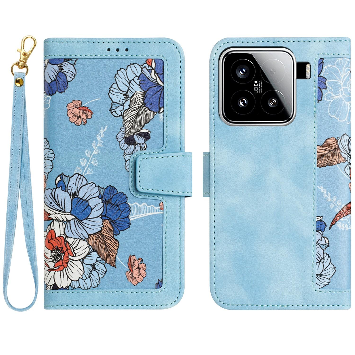 For Xiaomi 15 Case PU Leather Floral Phone Cover with Card Slots A