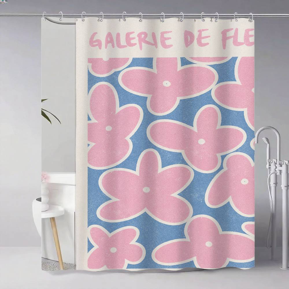 

Розовая Преппи Дофаминовая Арт Шторка для душа Водонепроницаемая и Устойчивая к плесени Шторка для душа Полиэстер Прочная Экран для ванной 90x180 cm