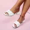 Folded slippers women's new thick heel square head one-word drag fashion wear high heel cool slippers women