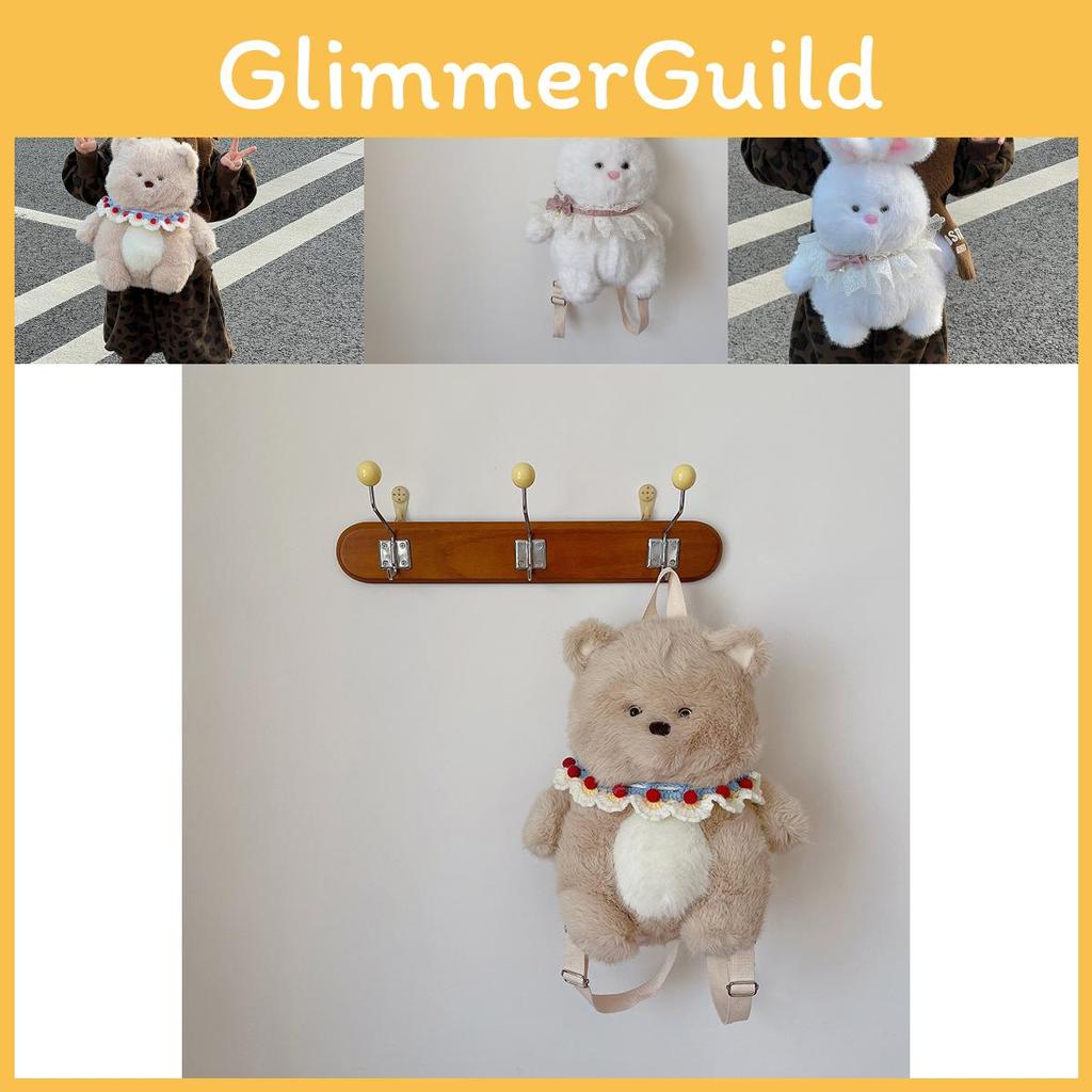 Soft Plush Stylish Bear And Bunny Toddler Backpack With Adorable Design Animal