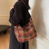 Retro plaid summer bag women's new casual messenger commuter bag college student shoulder tote bag