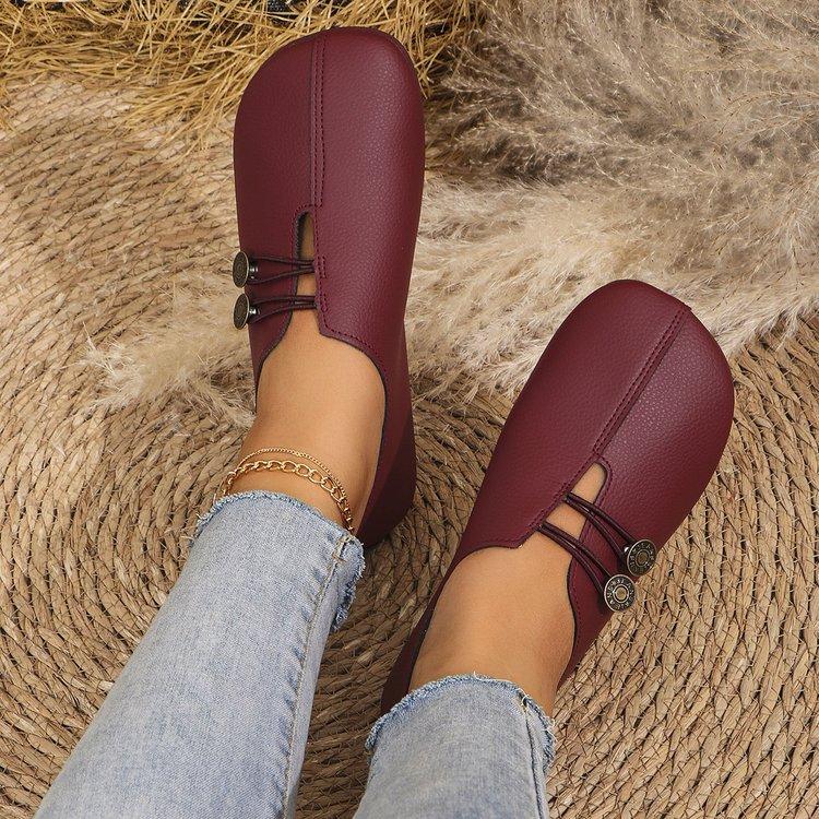 2026 Spring Soft Leather Light Mouth Flat-soled Single Shoes Women, Double Buckle Decorative Comfortable Commuter Shoes, Multi-colored Soft-soled