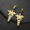 My Shape Caduceus Drop Earrings Medical Snake Scepter Wings Stainless Steel Pendents Necklace Nurse Doctor Medical Jewelry Gifts