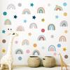 Rainbow Wall Sticker Bohemian Stars Dots Boho Children's Room Retro Bedroom Decoration Self-adhesive Wall Sticker