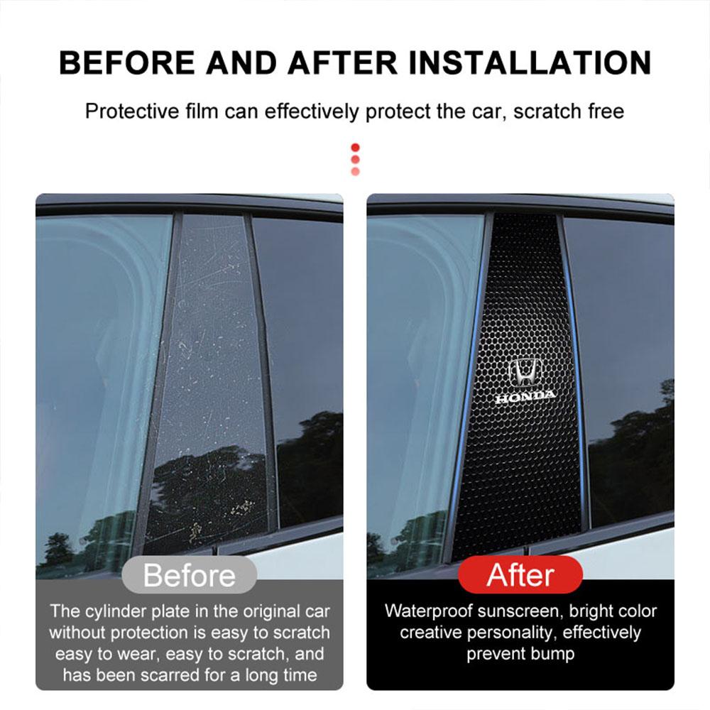Car B Pillar Stickers 2PCS Anti-Scratch Scratch Cover Window Trim Decal for Honda Civic Type R Accord CR-V Fit HRV Auto Parts ajt256
