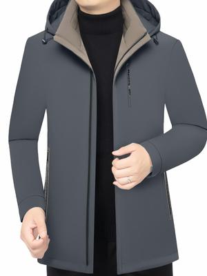 Men's Hooded Down Jacket with Warm Detachable Liner - 2025 Winter Trend for Middle-aged Dads