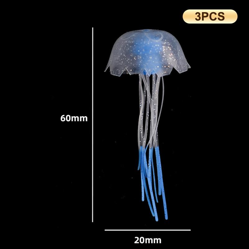 3Pcs Artificial Glowing Fluorescent Jellyfish Aquarium Decoration Fish Tank Underwater Plant Marine Aquatic Landscape Ornament