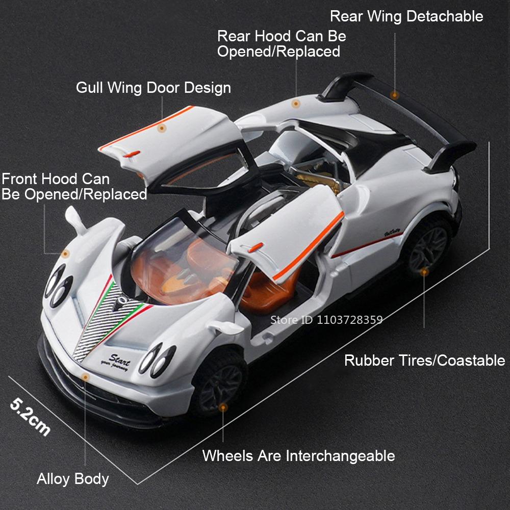 1:43 PAGANI ZONDA R AE86 Toy Model Cars Metal Diecast Doors Opened Rubber Tires Detachable Assembly Decoration for Boys Gifts