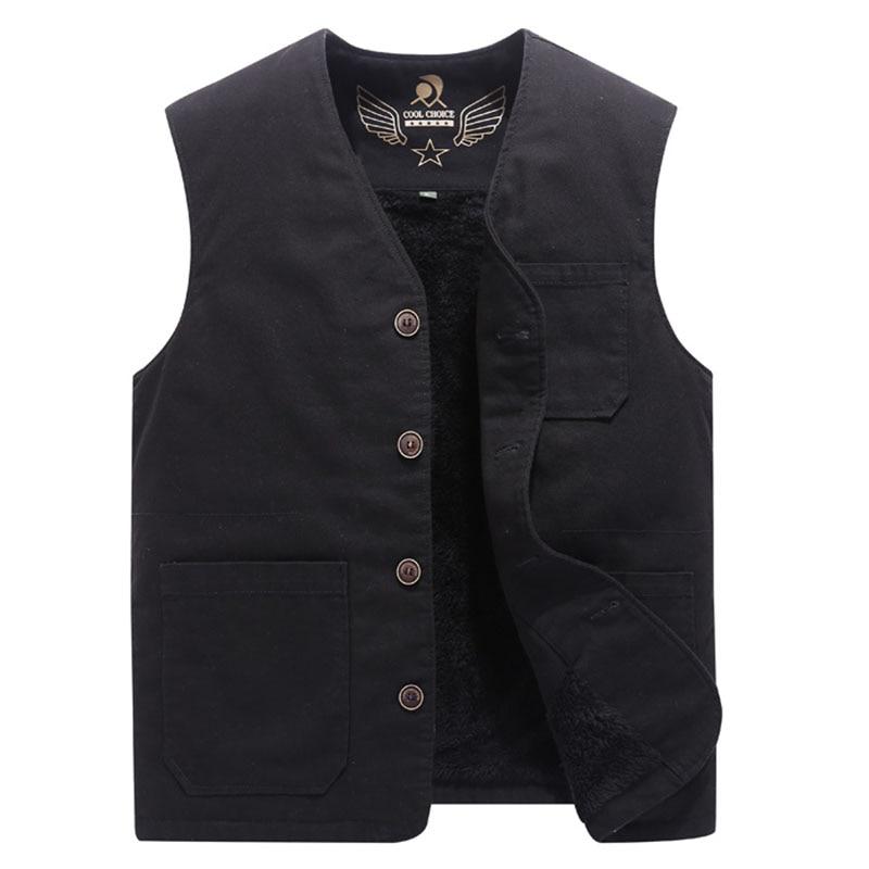 Buy Mens Cotton Multi Pockets Vest Winter Thicken Warm VNeck Waistcoat Sleeveless Jacket Large