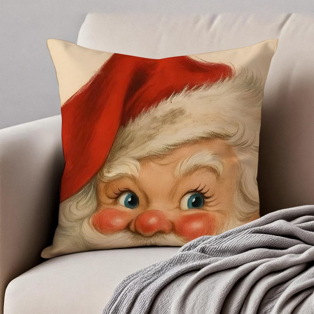 Christmas Cushion Cover Pillowcase Antidustmite Invisible Zipper Short Plush Sofa Cushion