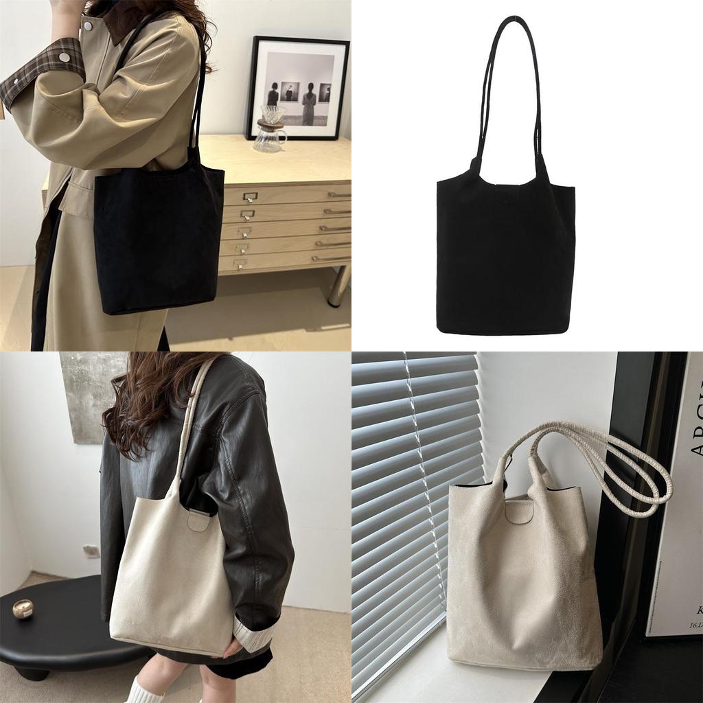 Trendy Vintage Large Capacity Canvas Tote Bag For Women In Black Brown And White Colors