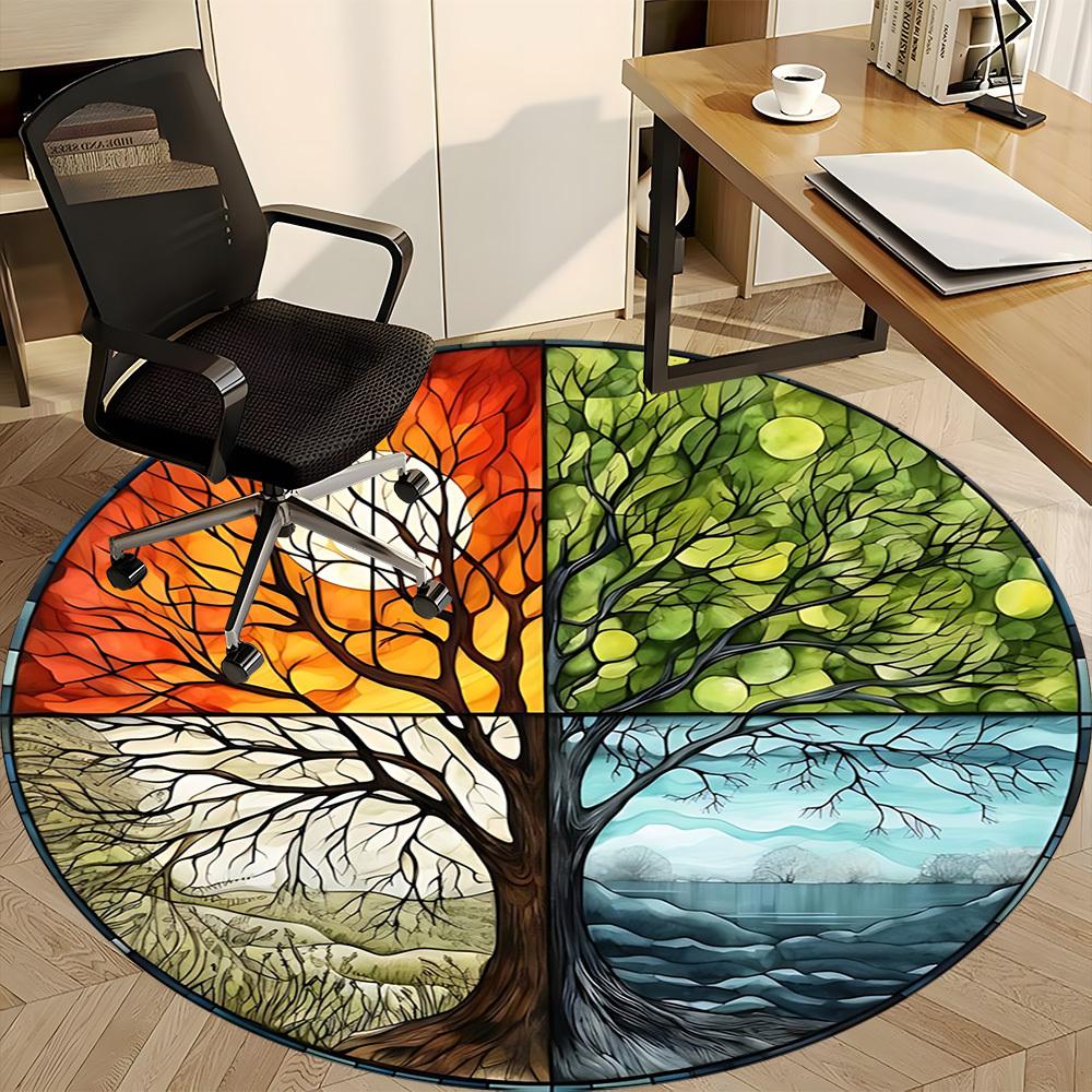 1pc Seasonal Tree Stained Chair Carpet for Office, , Non-slip carpet, Very suitable for offices, farmhouses,Outdoor carpet yy251120074