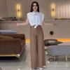 2024 Summer Women's Casual Slim Shirt & Wide-Leg Pants Set