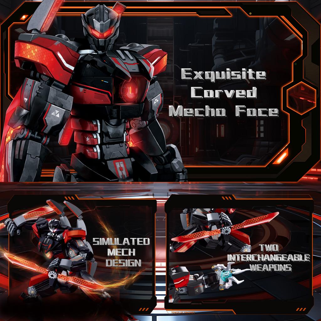 Non-Toxic 585Pcs Dark Wanderer Mecha Building Blocks Robot Model Figures Joints Movable Assembly Toy Desktop Ornaments Kids Holiday Gifts