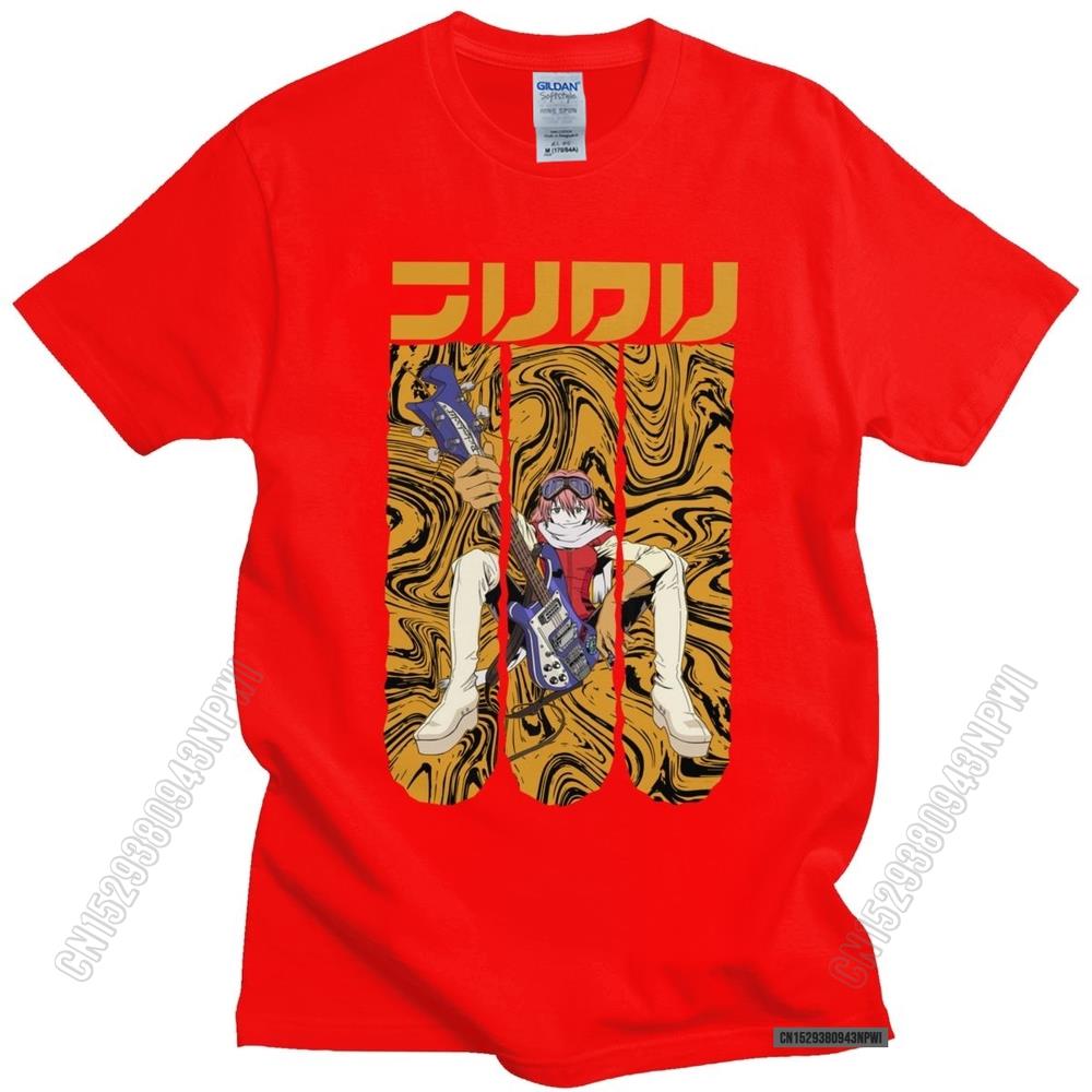 Unique FLCL Fooly Cooly Tshirt Men Fashion Casual Anime Manga Haruko Haruhana T Shirt Loose Fit Pure Cotton Tee Top