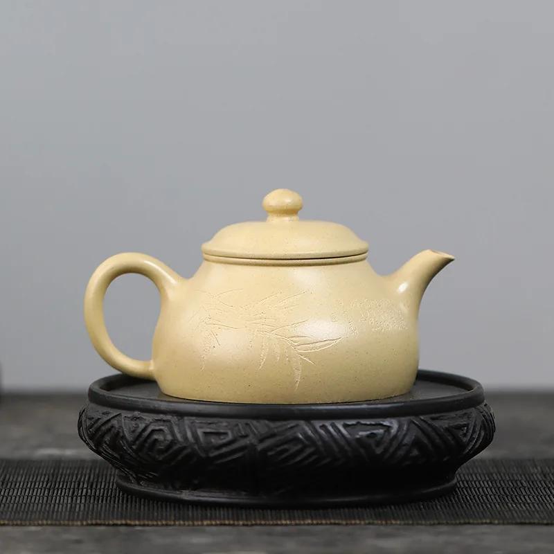 170ml High-end Yixing Purple Clay Teapots Famous Hand-carved Bamboo Leaves Tea Pot Kettle Chinese Handmade Raw Ore Zisha Tea Set