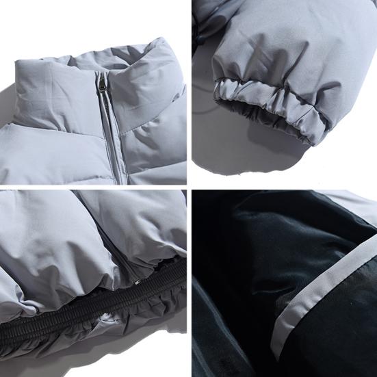 Men Cotton Coat Drawstring Hem Zipper Stand Collar Solid Color Padded Cold-proof