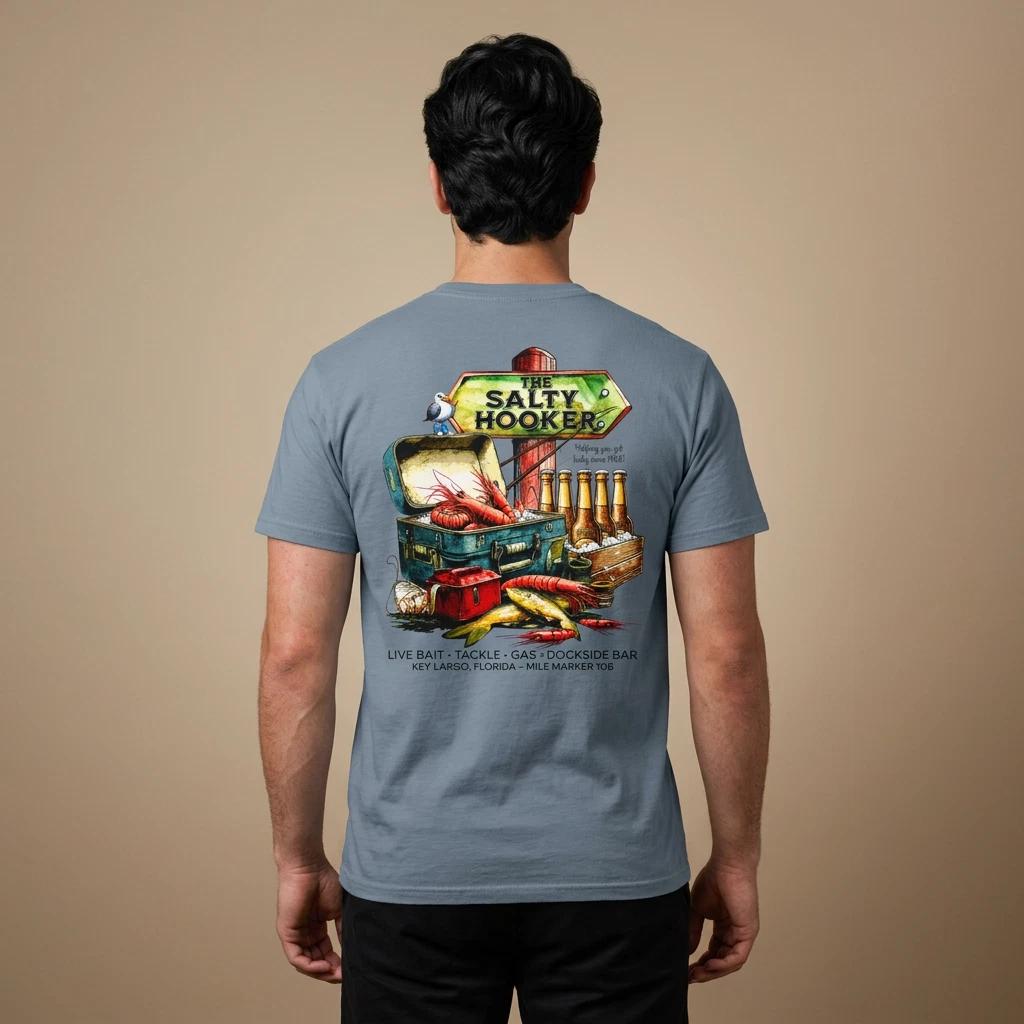 The Salty Hooker T Shirt, Bait & Tackle Shop Tee, Dockside Dive Bar Shirt 3XL