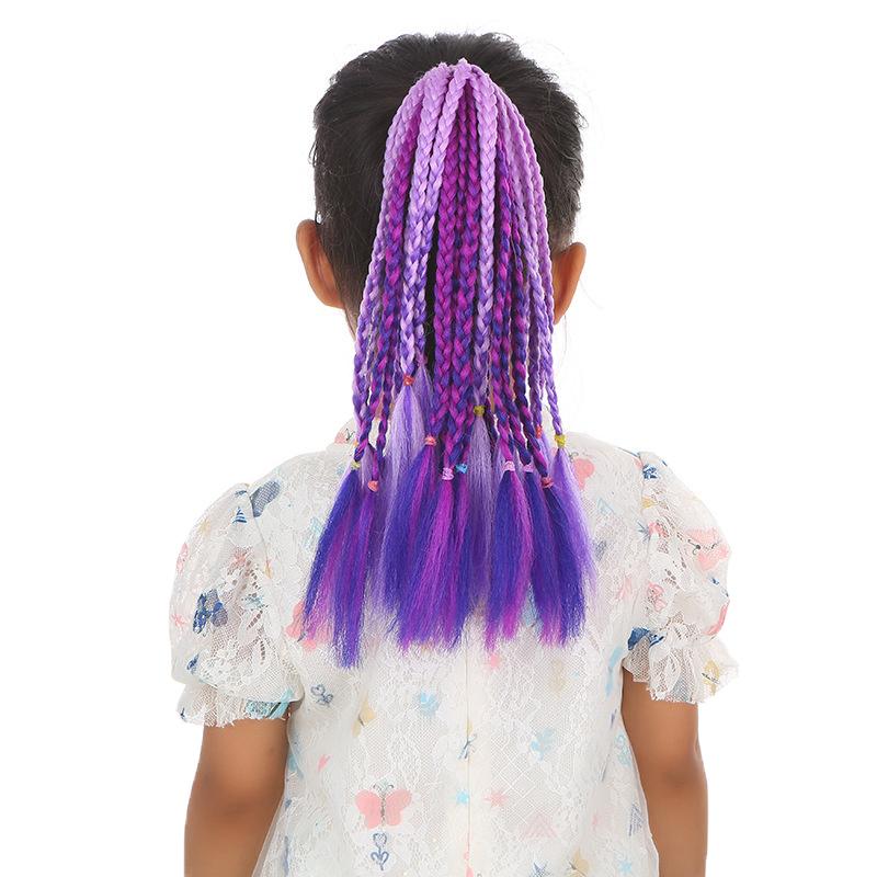 Children'S Wig Ponytail Dirty Braid Ponytail Hair Loop Short Three Braid Ponytai