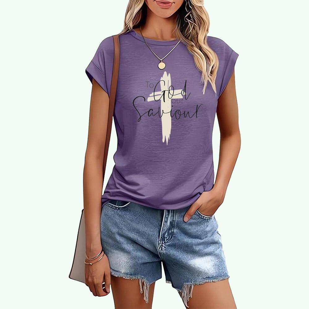 Damenmode Kurzarm T-Shirt Frühling&Sommer Lässig Floral Bedrucktes Top Damen Rundhals T-Shirt