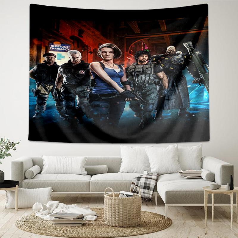 Resident-Evil Print Tapestry, Backdrop, Easy Setup, Ideal for Bedroom, Office & Living Room, with Aesthetic Wall Hanging Decor.