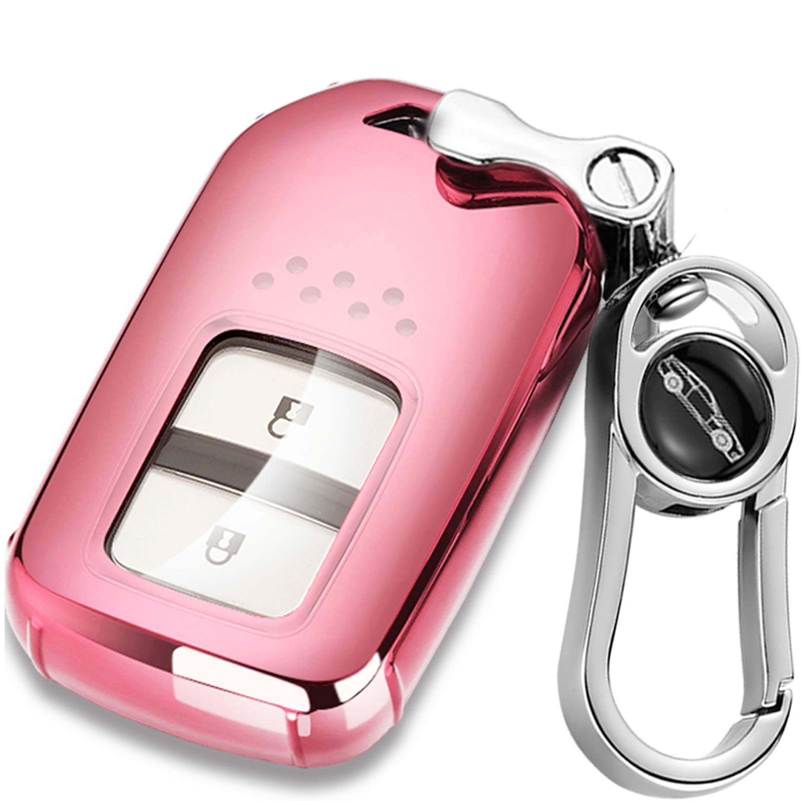 

Чехол для смарт-ключа для Honda с кнопками бесключевого доступа для Honda Civic Accord Fit Pilot. Изготовлен из высококачественного ТПУ, водонепроницаемый и модный держатель для смарт-ключа. розовый