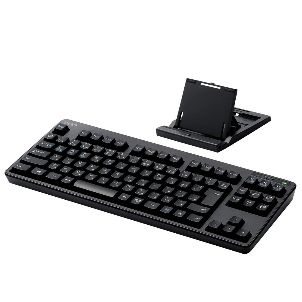 Elecom Membránová Bluetooth klávesnice se stojánkem Kompatibilní s iPadem Surface Černá Vícebodové párování TK-FBM111BK