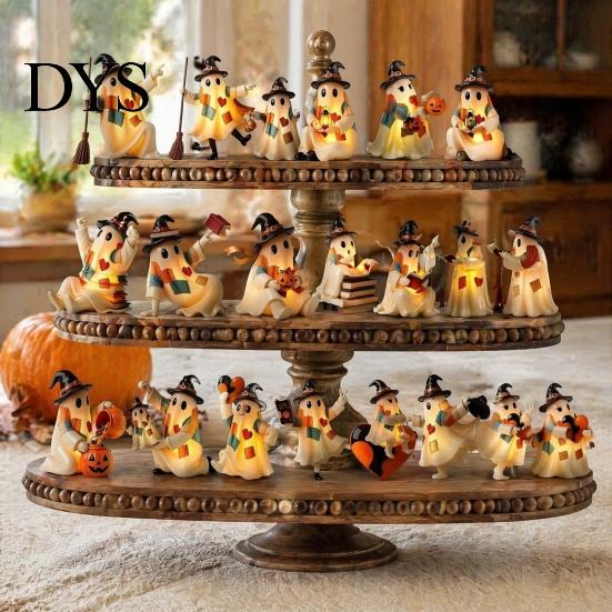 Indoor Resin Crafts Halloween Advent Calendar 2026, 24 Days Patchwork Ghost Countdown with To Gift Luminous Figures, Collectible Gifts for Kids