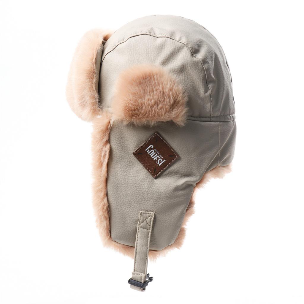 Retro Leder Pilotenmütze Herbst und Winter Herren und Damen Warme Lei Feng Mütze Fleece Ohrenschützer Radfahren Motorrad Mütze