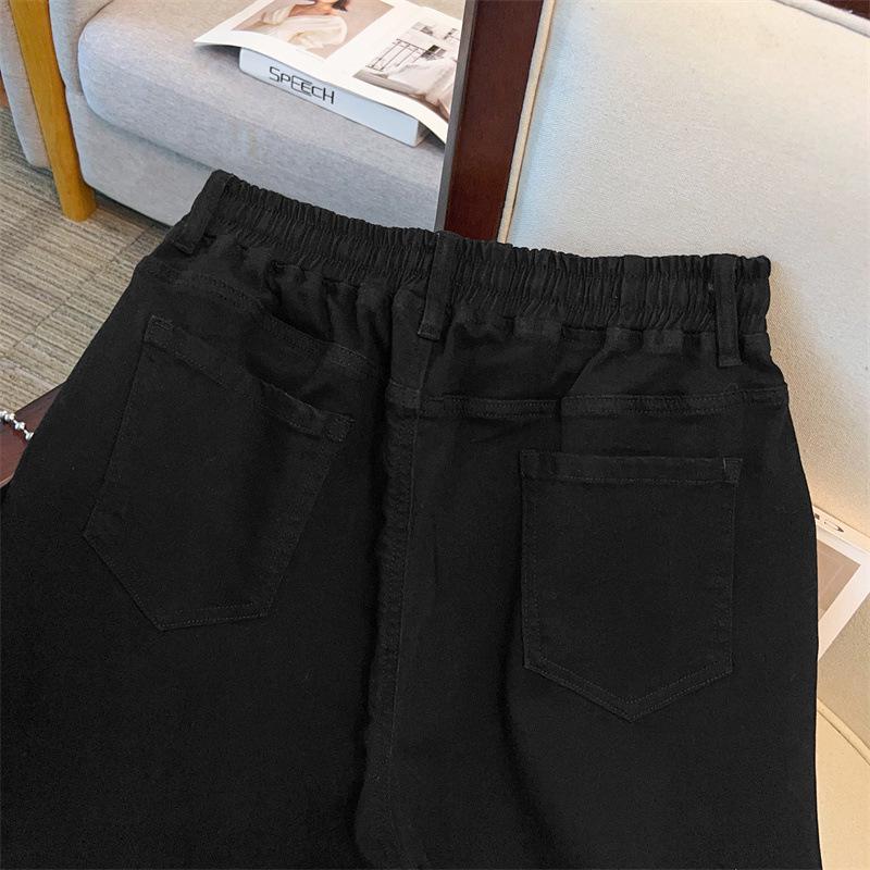 Super Size High Waist Plus Size Loose Work Jeans - Summer 5-Point Pants