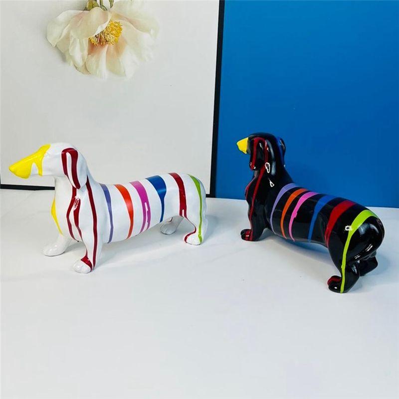 A20F-Sausage Dog Ornament, Dachshund Statue, Modern Animal Dachshund Ornament Dog Figurine, Standing Puppy, Dog Sculpture