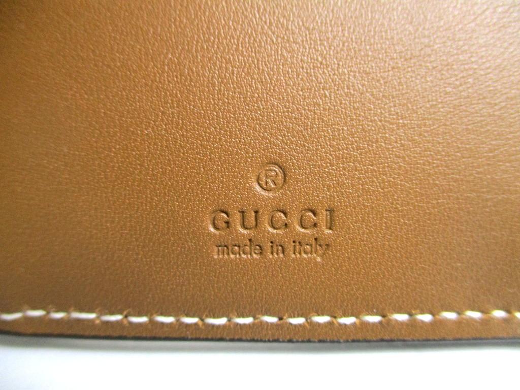 Authentic GUCCI GG Emblem Brown Leather Medium Wallet Bifold Wallet Compact Wallet #a761  Refurbished