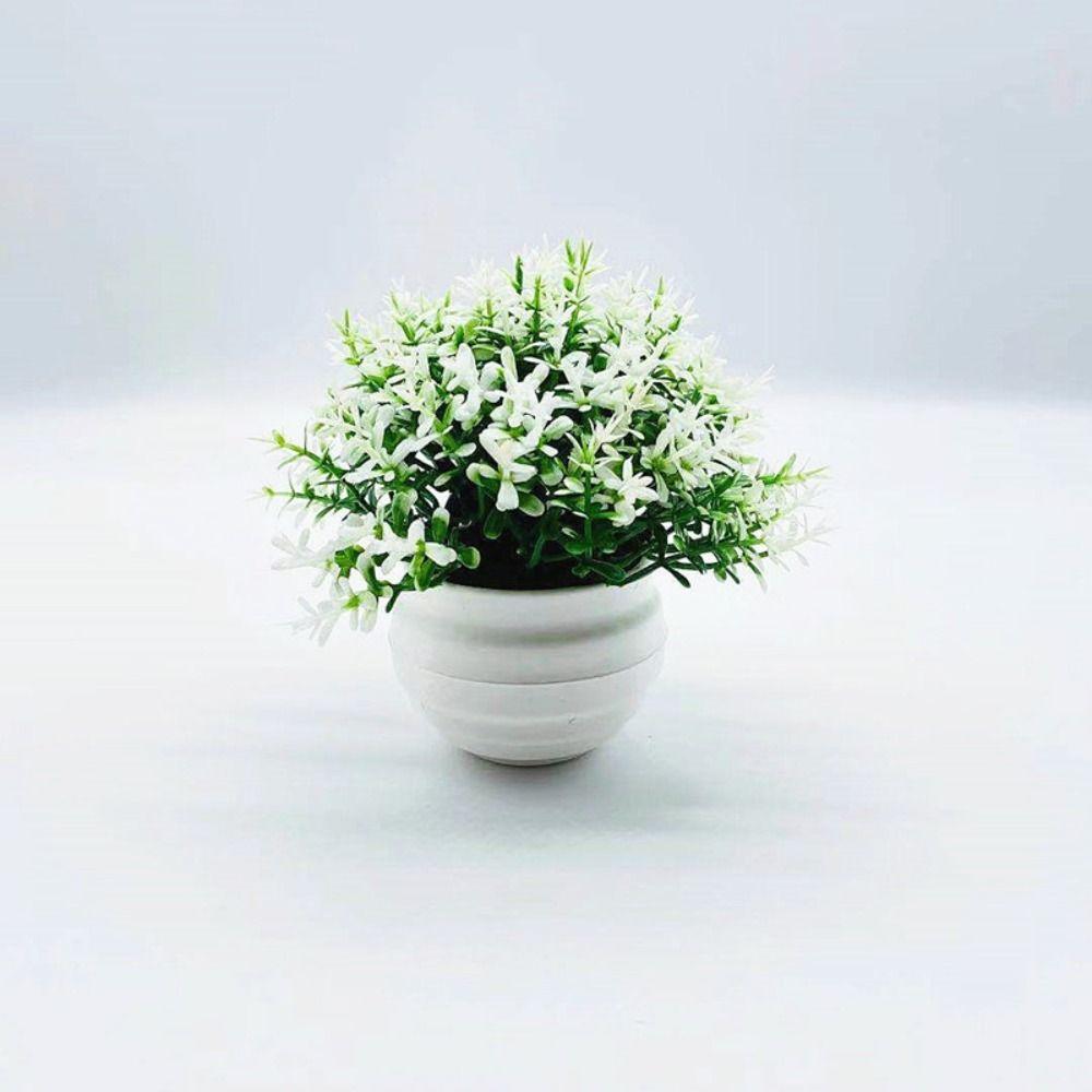 Plastic Artificial Potted Flowers Pink Fake Flower Bonsai Artificial Faux Plants  Indoor Decoration