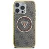 Guess Iml Metal Glitter 4G Circle Triangle Case for iPhone 16 Pro Brown